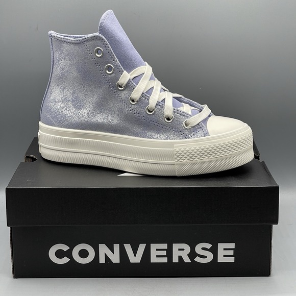 Converse Shoes - Converse CTAS Lift Women's 6 Hi Top Platform Sneakers Suede Shimmer Lilac NIB